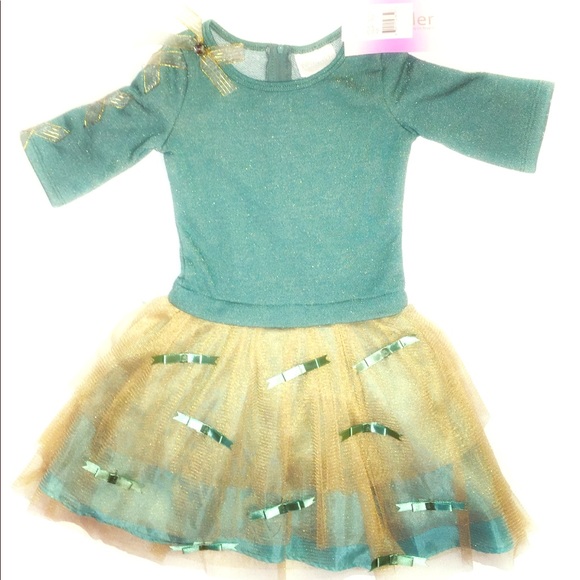 LAVENDER US ANGELS Gold & Teal Party Dress-Size 5 - Picture 1 of 5